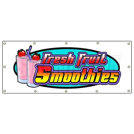 Signmission SMOOTHIES BANNER SIGN fresh fruit smoothie signs B-120 Smoothies